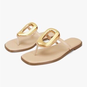 Gold and Cream Women's Sandals